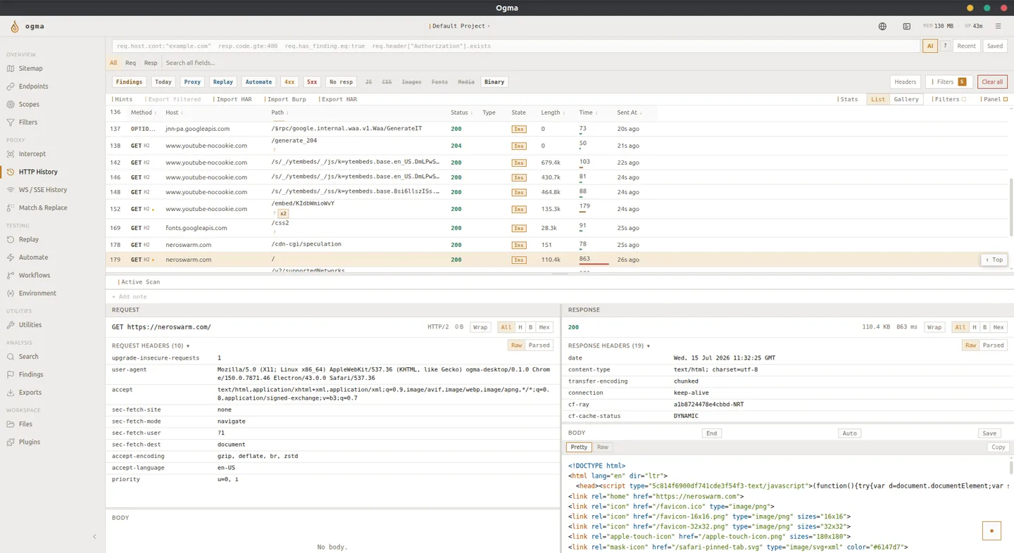 HTTP History in light mode